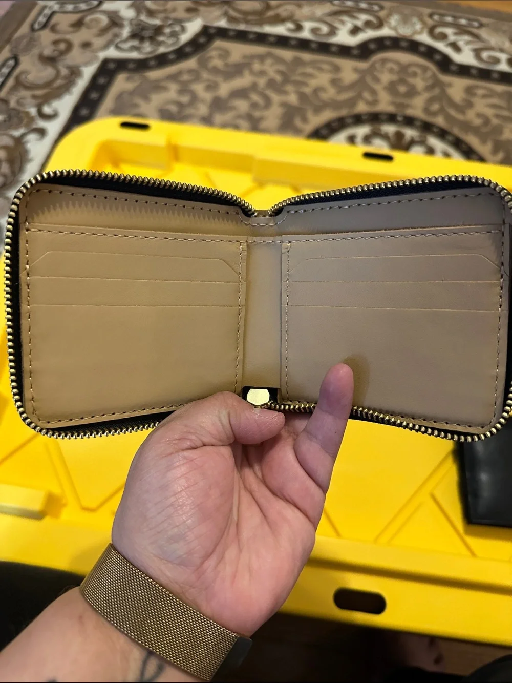 Portland Leather Dark Brown Pebble-Grain Zip Card Holder